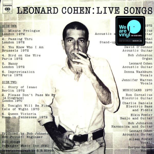 COHEN, LEONARD – LEONARD COHEN: LIVE SONGS