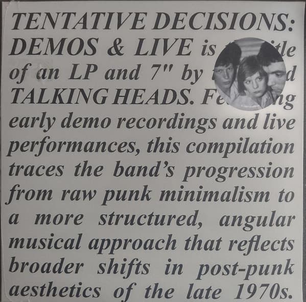 TALKING HEADS – TALKING HEADS – TENTATIVE DECISIONS (140 GR 12" +40 GR 7"-LTD.)